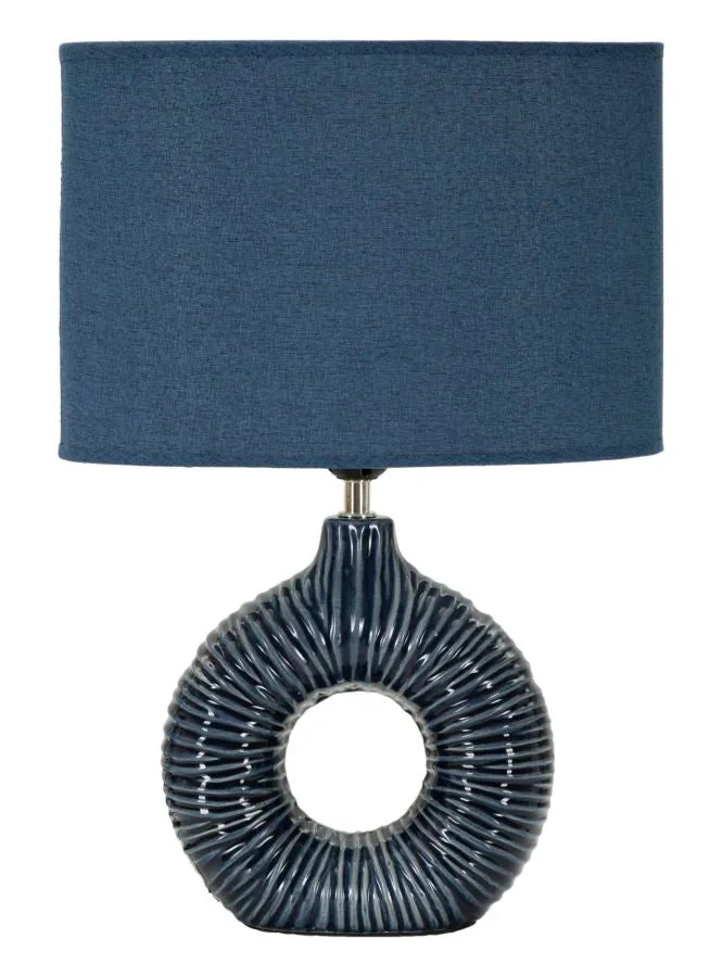 Lampada da Tavolo Seta Blu 28,5x15x43 cm in Ceramica e Ferro e Tessuto Blu