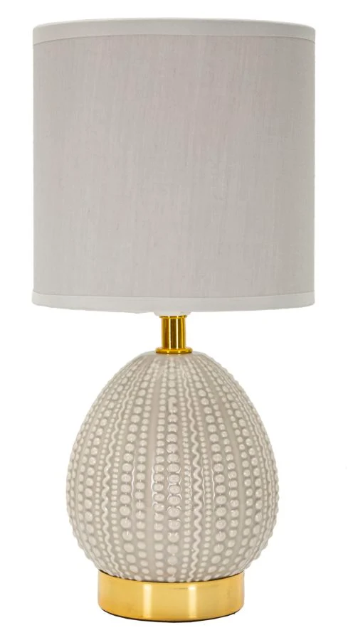 Lampada da Comodino Flavi Grigia Ø15x30,5 cm in Ceramica e Ferro e Tessuto Grigio