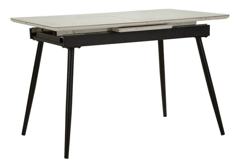 Tavolo da Pranzo Allungabile Matt 120x80x75 cm in Metallo e Ceramica Nero e Bianco