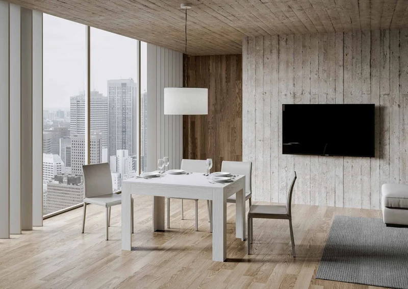 Diaz - Tavolo da pranzo in legno con allunga laterale cm 120/180x90x77h - vari colori