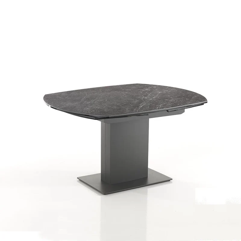 Tavolo moderno allungabile con base in acciaio e piano in vetro e ceramica cm 120/180x90x77h - vari colori