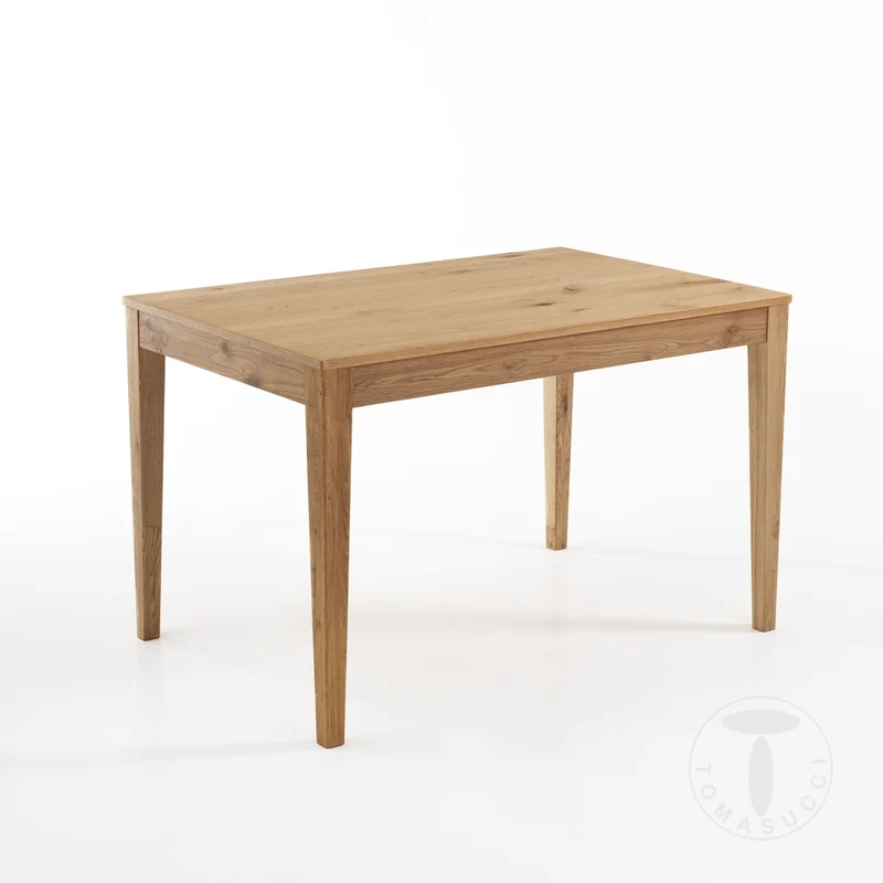 Tavolo da pranzo allungabile in legno massello finitura rovere cm 120/180x80x76h