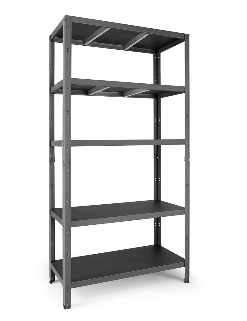 Scaffale a Incastro RAKO 100x40x187 cm 5 Ripiani Portata 100 kg in Metallo Grigio Scuro