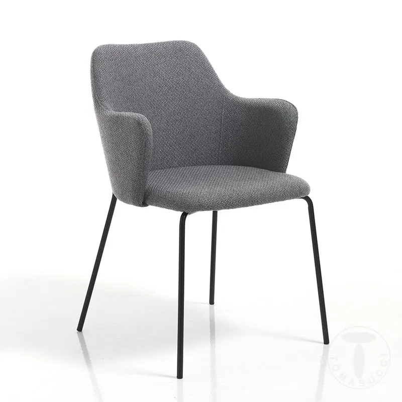 Set da 2 Sedia poltroncina gambe in metallo seduta rivestita in tessuto cm 55x59x85h - vari colori