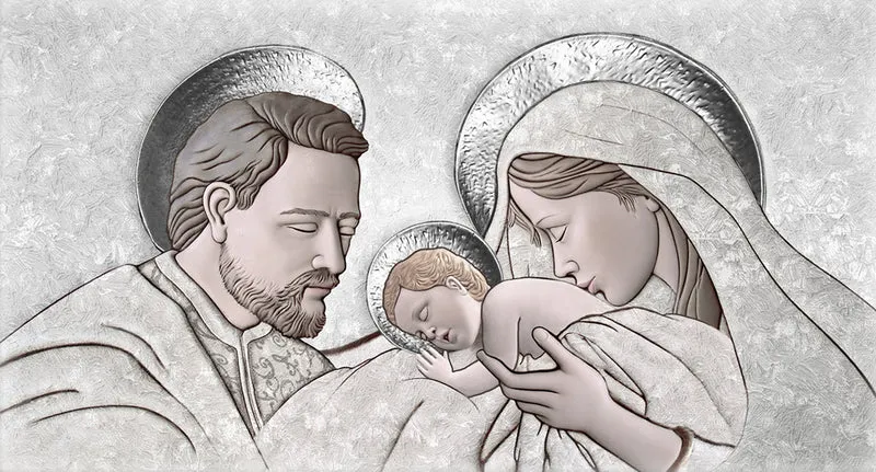 Quadro religioso materico moderno stampa su tela con foglia argento - varie misure