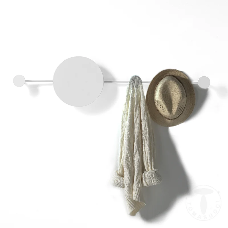 Appendiabiti applique da parete in metallo bianco con luce a led cm 97x6x25h