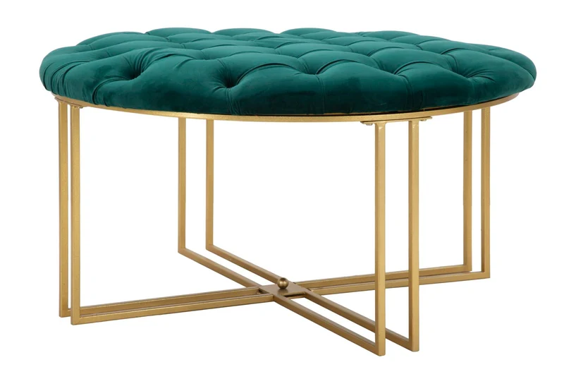 Pouf panca tonda base in metallo seduta in velluto cm 90x49h - vari colori