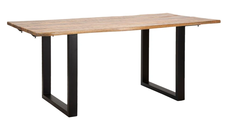 Tavolo allungabile in legno di acacia sagomato gambe in metallo stile industriale cm 180/280x90x77h
