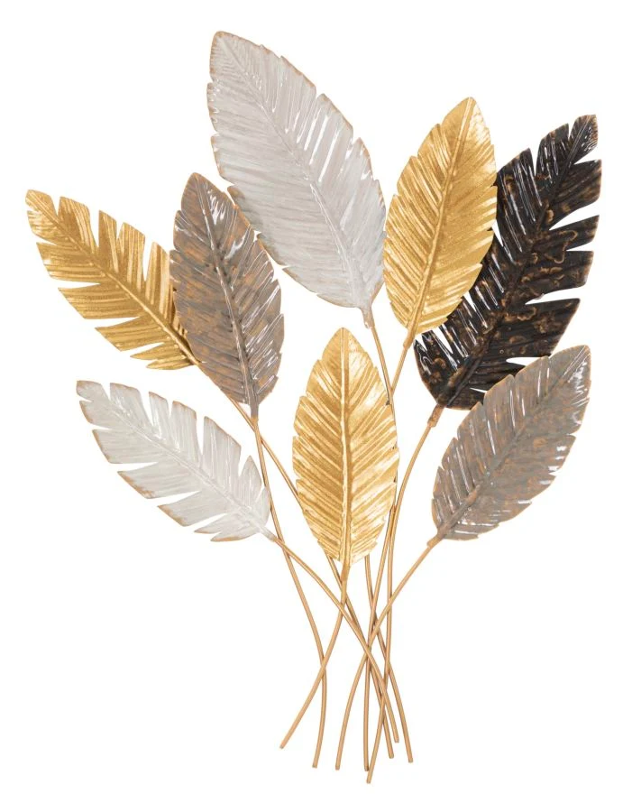 Pannello decorativo per parete in metallo sagomato con foglie cm 73x6x93h