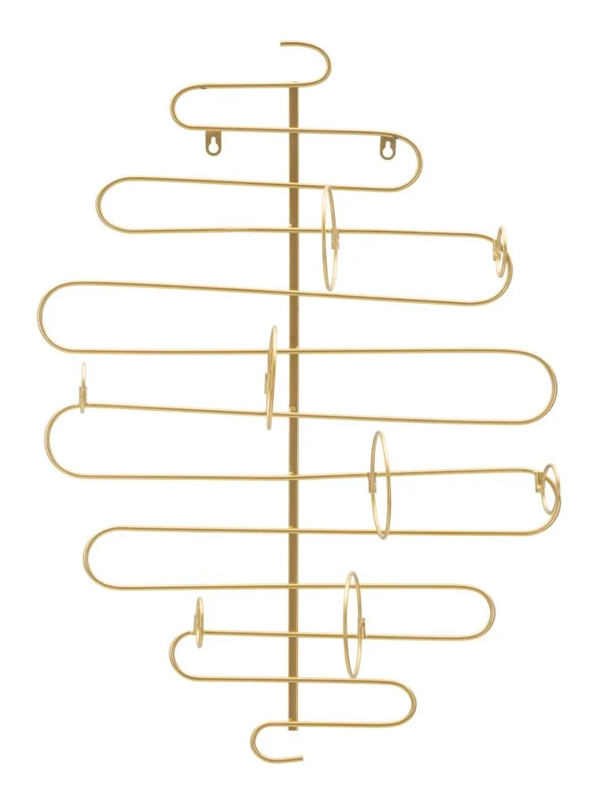 Portabottiglie da muro in metallo dorato con 4 alloggi cm 53x13x72h
