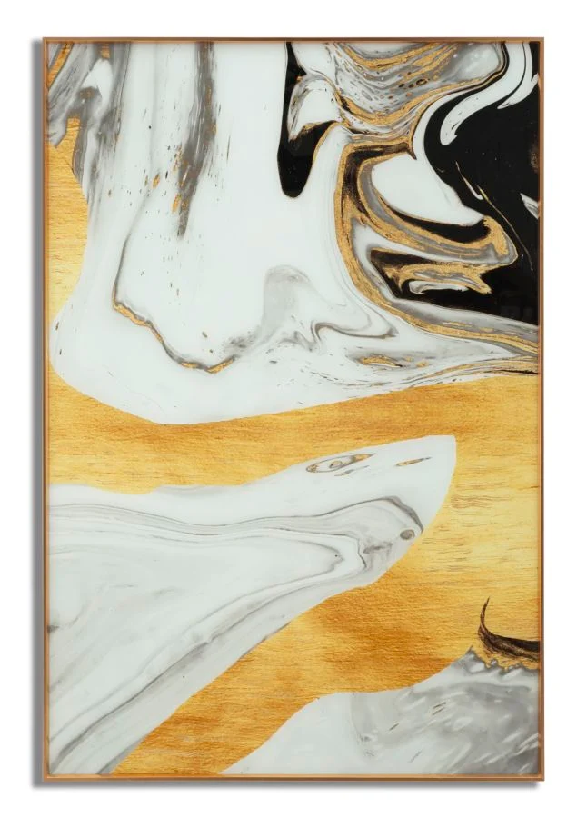 Quadro astratto contemporaneo da salotto con cornice dorata cm 80x3x120h