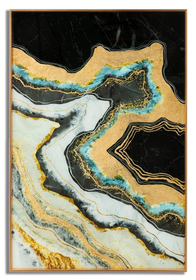 Quadro astratto da salotto con cornice dorata cm 60x3x90h
