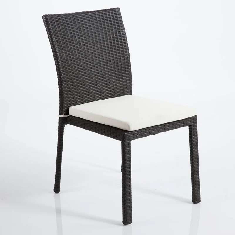 Set da 2 Sedia da giardino moderna in polyrattan colore marrone cm 48x62x90h