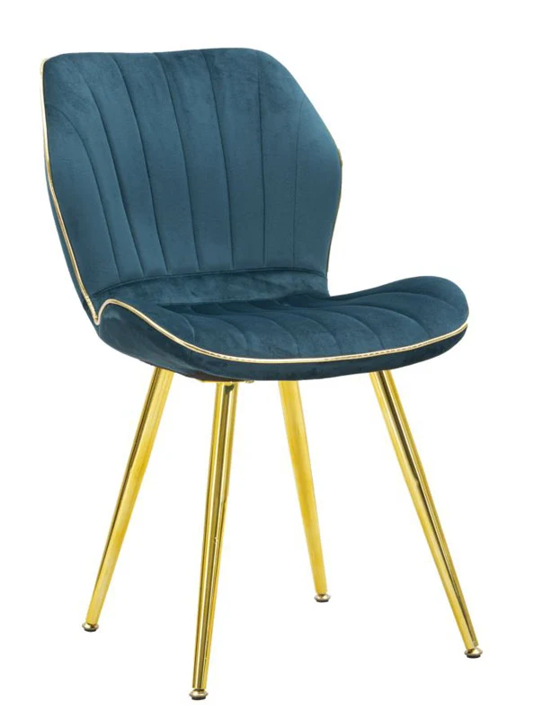Set da 2 Sedia moderna per salotto in velluto gambe in metallo oro cm 46x58x77h - vari colori