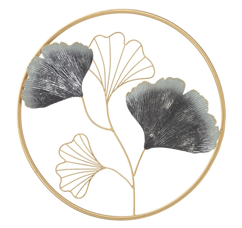 Pannello decorativo rotondo in metallo 3D con fiori cm Ø 45x3