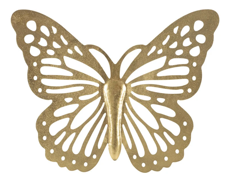 Pannello design da muro modello farfalla in metallo dorato cm 43x2x35h