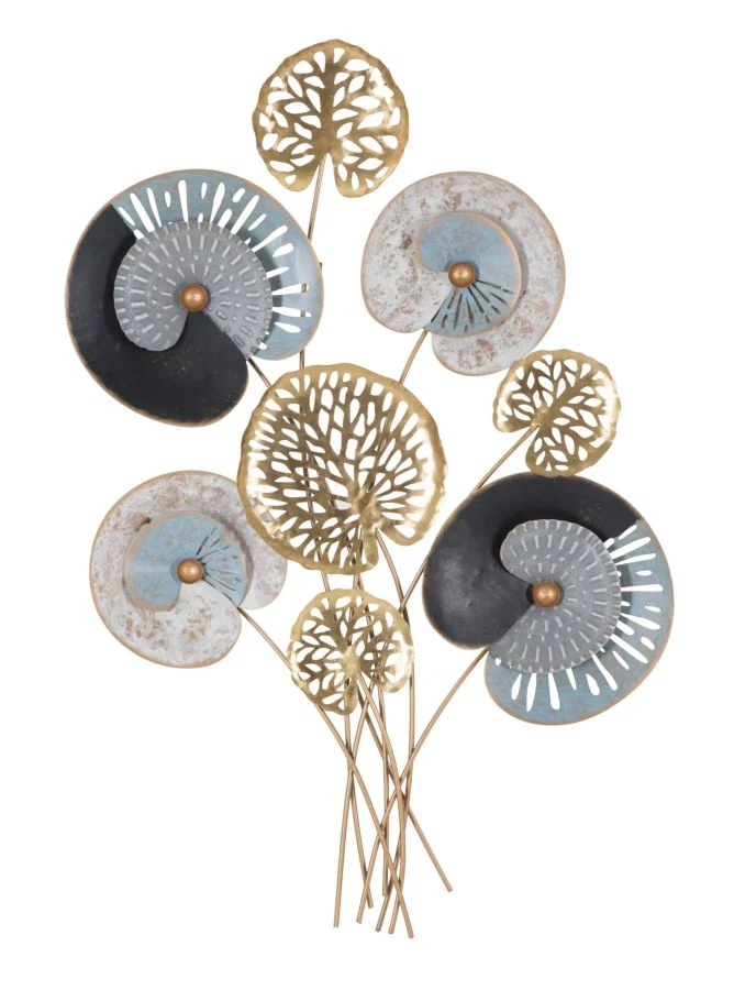Pannello decorativo moderno in metallo 3D con fiori cm 70x5x102h