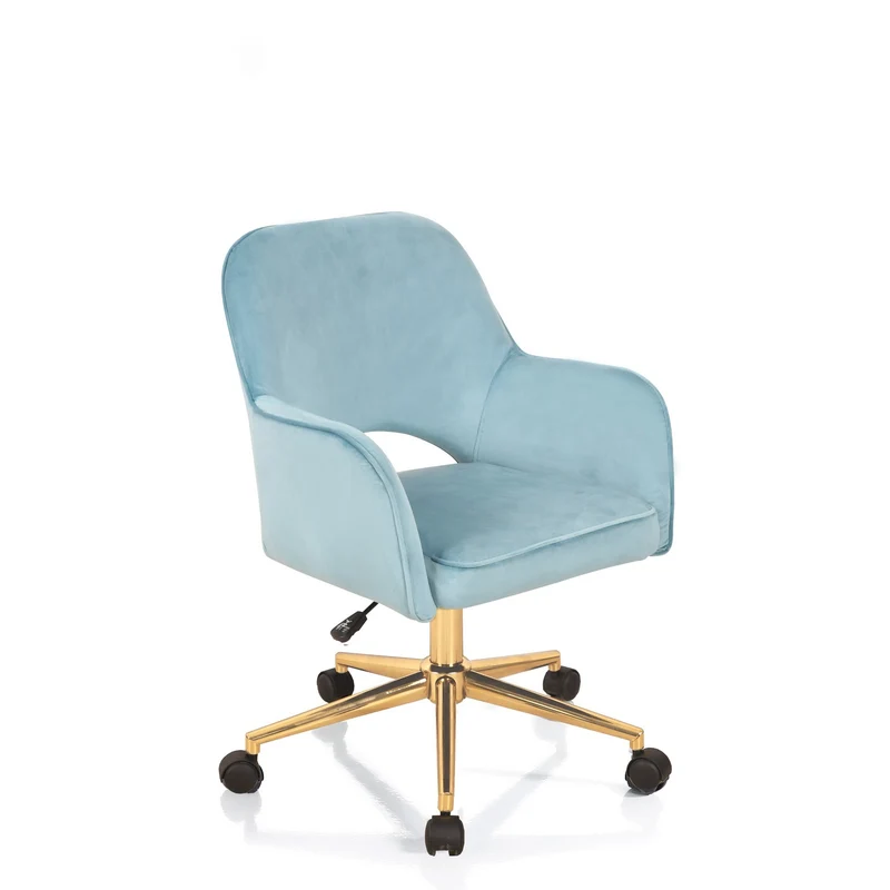 Sedia da ufficio regolabile rivestita in velluto base in metallo dorato cm 57x58x80/88h - vari colori