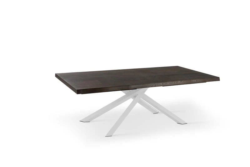 Tavolo da soggiorno fisso piano in legno rovere gambe incrociate cm 200x100x76h - vari colori