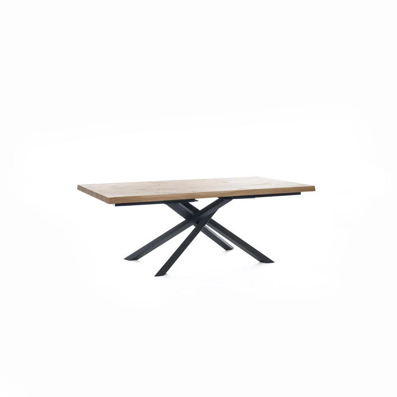 Tavolo fisso da salotto piano rovere gambe incrociate in metallo cm 200x100x76h - vari colori
