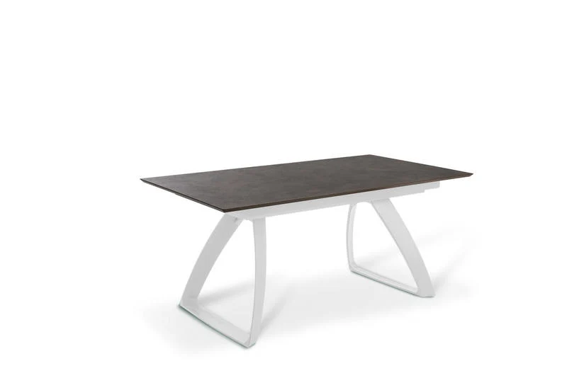 Tavolo design allungabile struttura in metallo bianco piano colore ruggine cm 170/270x90x76h