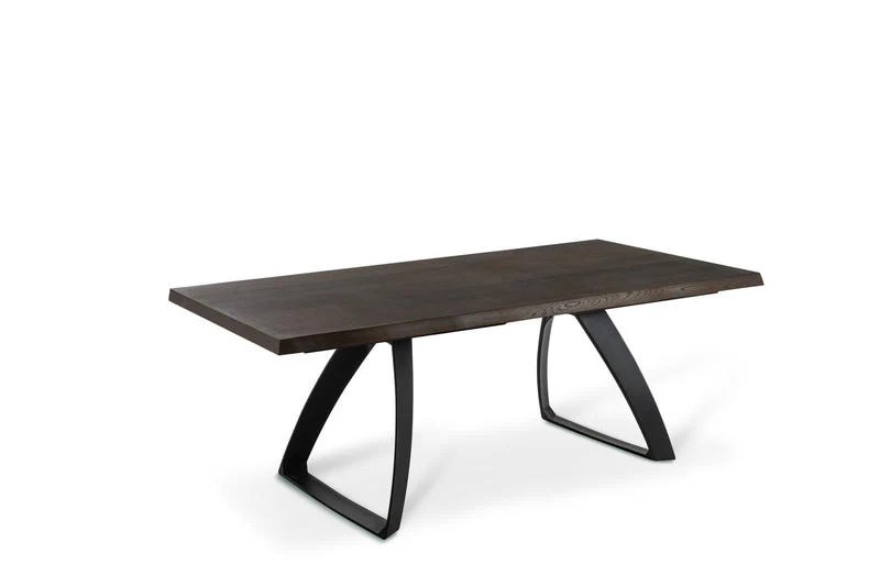 Tower - Tavolo industrial allungabile piano in legno gambe in metallo nero cm 200/300x100x76h