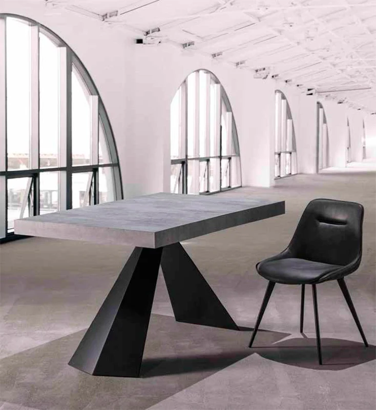 Danilo - Tavolo allungabile piano in legno base in metallo nero cm 140/290x90x77h - vari colori