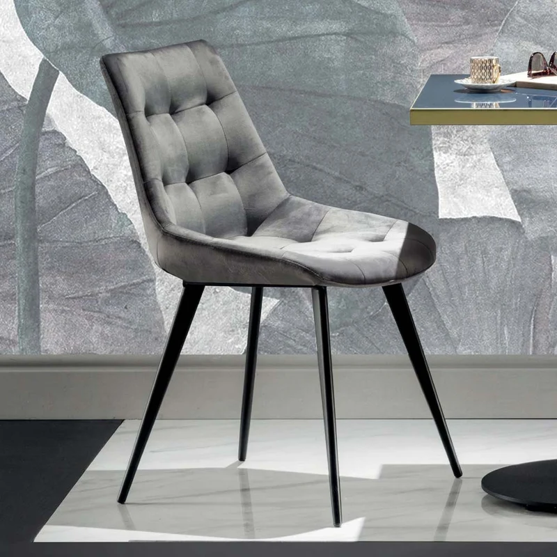 Carnaby 4G - Set da 2 Sedia moderna per soggiorno in velluto grigio cm 49x56x81h