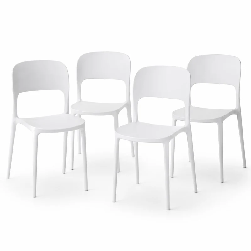 Set 4 Sedie da Pranzo Impilabili 40x45x80 cm Modello Stoccolma in Polipropilene Bianco