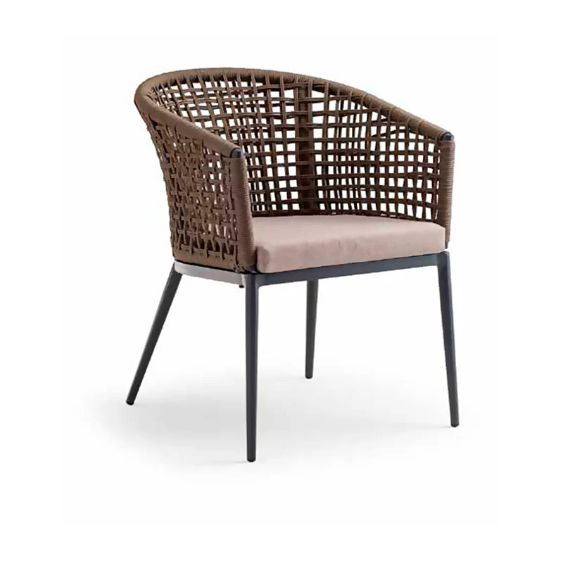 Set da 2 Poltroncina design moderno da esterno in alluminio e corda cm 57x63x76h