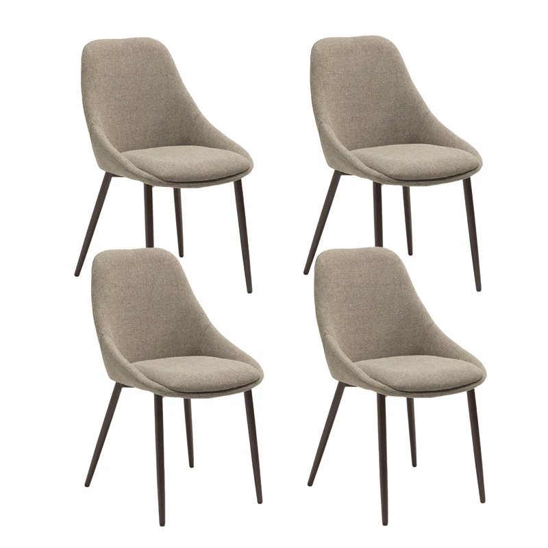 Set 4 Sedie Kira 51x59x85 cm Gambe in Metallo Bronzo Beige