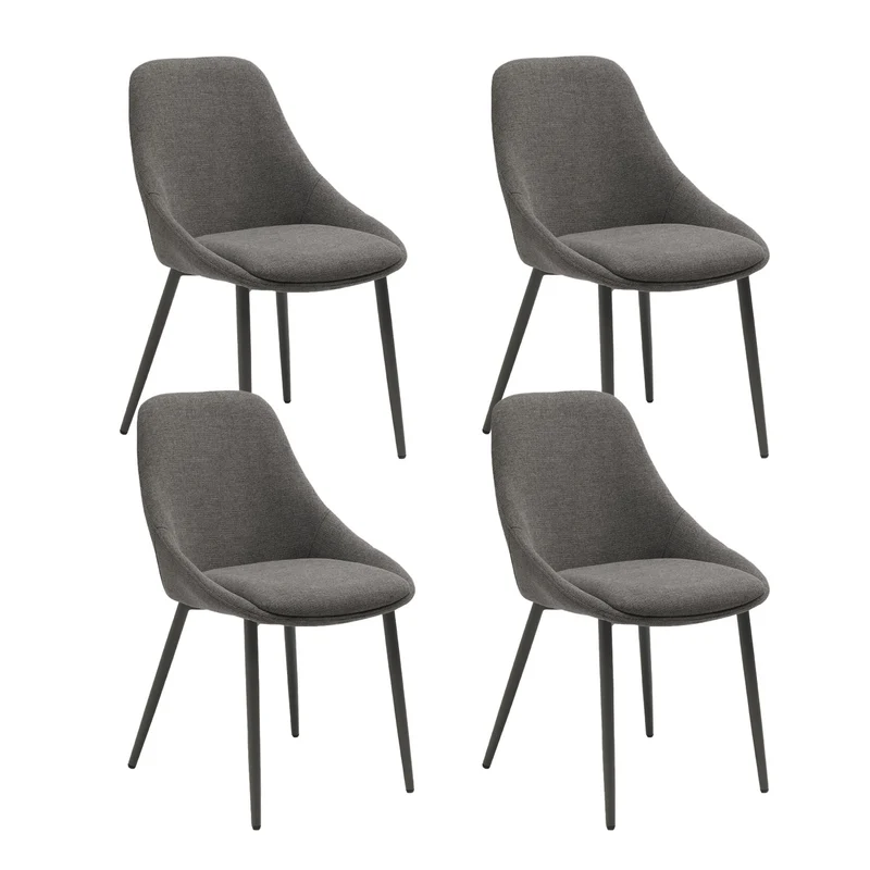Set 4 Sedie Kira 51x59x85 cm in Tessuto Easy-Clean Grigio Scuro