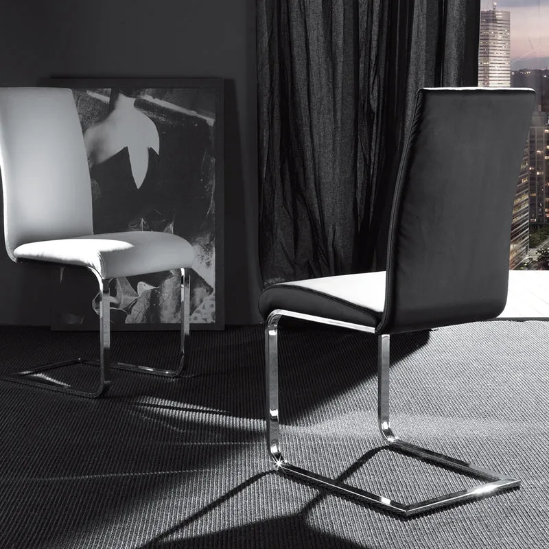 Kant - Set da 2 Sedia design in metallo cromato rivestita in ecopelle cm 43x55x97h - vari colori
