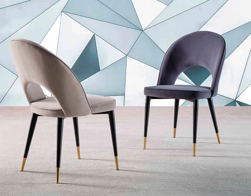 Opera - Set da 4 Sedia living in velluto antimacchia cm 51x62x86h - vari colori