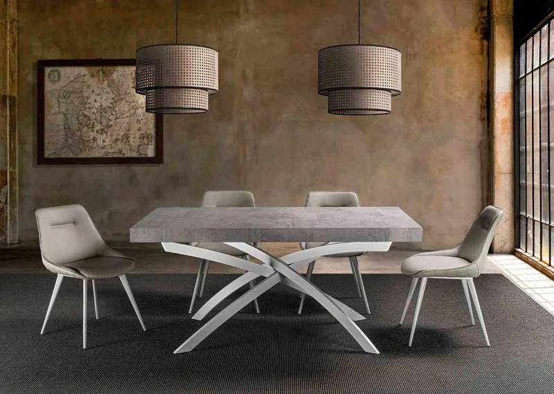 Garel - Tavolo allungabile gambe intrecciate piano in legno cm 180/280x90x76h - vari colori