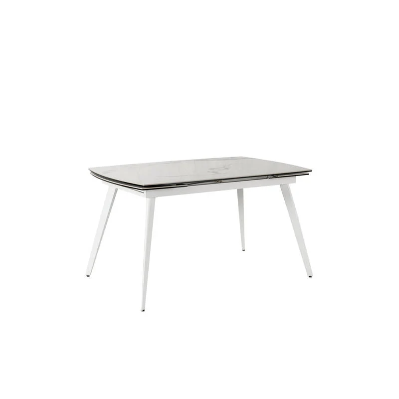 Tavolo allungabile piano in ceramica effetto marmo colore bianco cm 140/200x90x76h