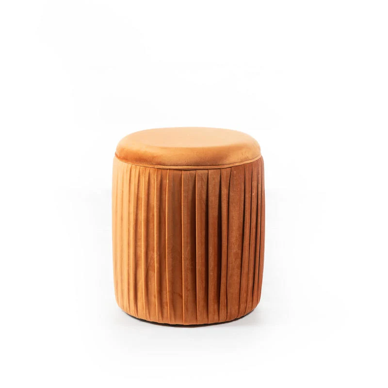 Pouf tondo moderno in velluto plissettato cm Ø 35x40h - vari colori