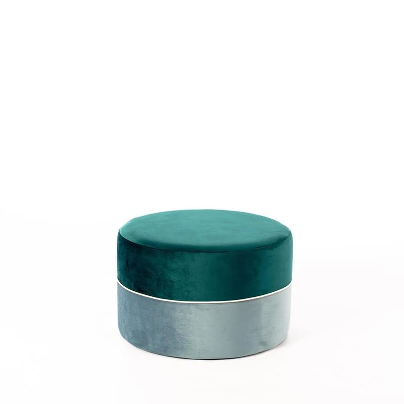 Pouf moderno rotondo in velluto bicolore da camera o salotto cm Ø 62x39h - vari colori