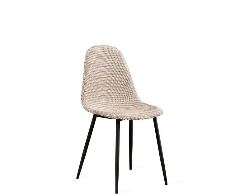 Set da 4 Sedia living scocca effetto rattan gambe in metallo nero cm 38x43x86h - vari colori
