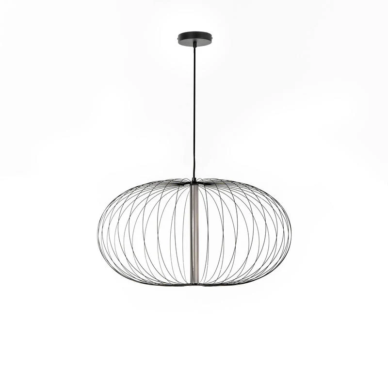 Lampadario moderno a sospensione paralume fili in metallo nero cm Ø 70x150h