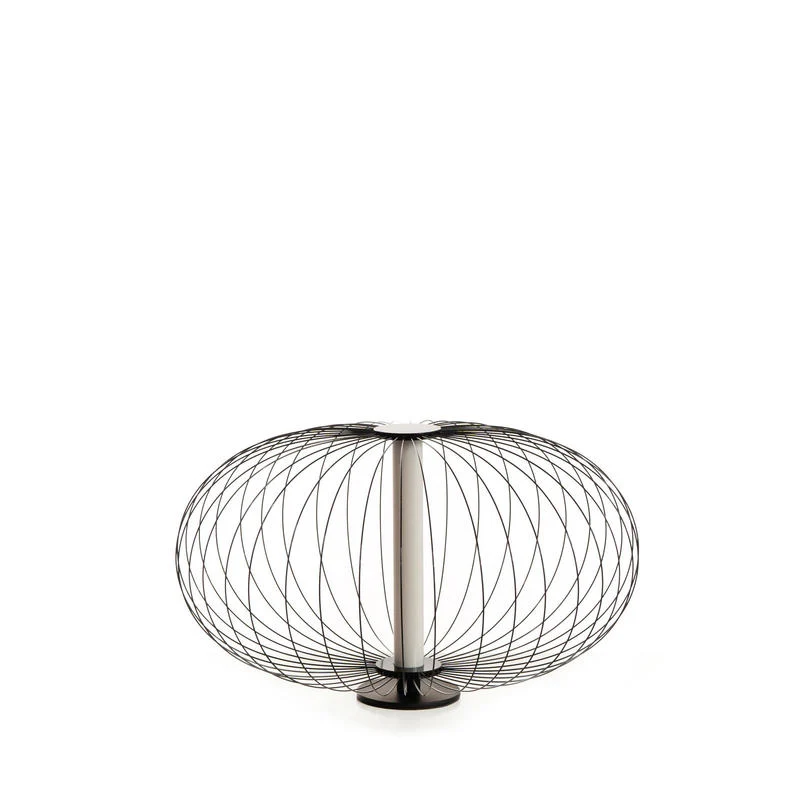 Lampada design da tavolo con fili in metallo colore nero cm 50x50x29h