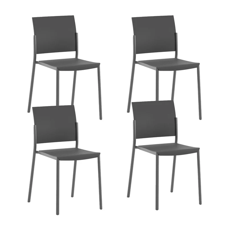 Set 4 Sedie Venus 52,5x55x81 cm in Polipropilene Nero