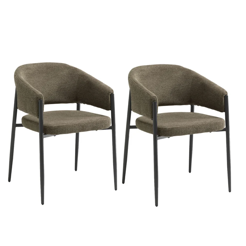 Set 2 Sedie Maya 59,5x54x78,5 cm in Tessuto Easy-Clean Marrone Chiaro