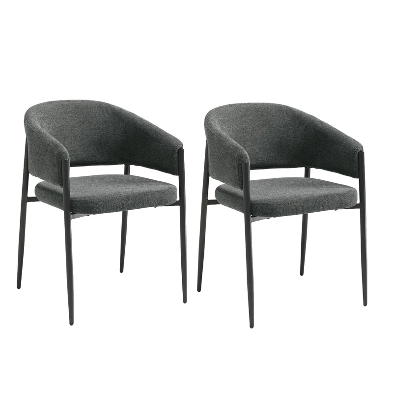 Set 2 Sedie Maya 59,5x54x78,5 cm in Tessuto Easy-Clean Grigio Scuro