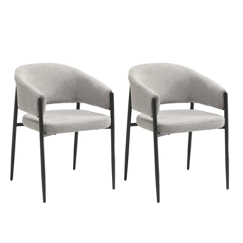 Set 2 Sedie Maya 59,5x54x78,5 cm in Tessuto Easy-Clean Grigio Chiaro