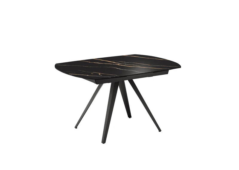 Tavolo Allungabile Kyoto 140 90x140/200x75 cm Top in Ceramica Gambe in Metallo Marmo Portoro Nero