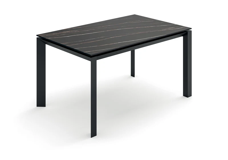 Tavolo Allungabile Account 24 90x140/220x75 cm Top in Ceramica Struttura in MDF Effetto Marmo Portoro Nero