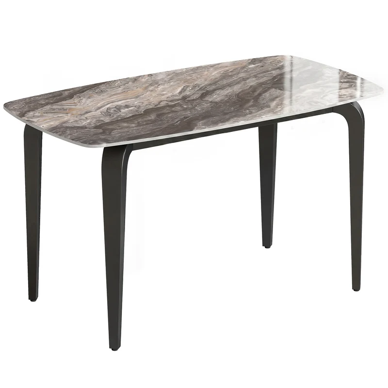 Tavolo da Pranzo per 4 Persone 130x70x75 cm con Piano in Pietra Sinterizzata Marrone e Nero