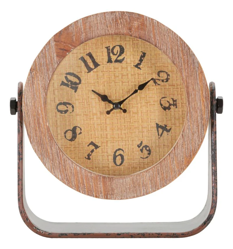 Orologio da tavolo in legno e metallo stile industrial cm 23x7x24h