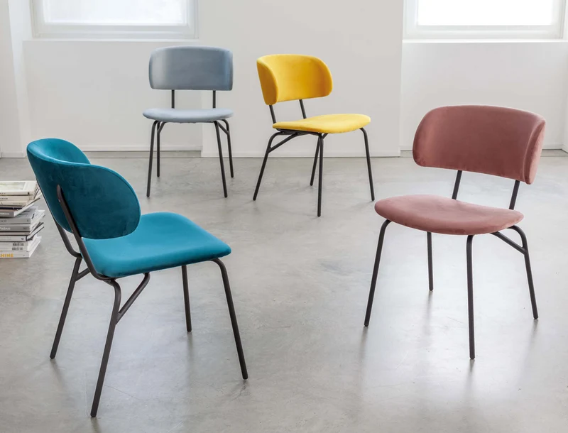 Juliette - Set da 2 Sedia living in velluto struttura in metallo cm 51x57x78h - vari colori